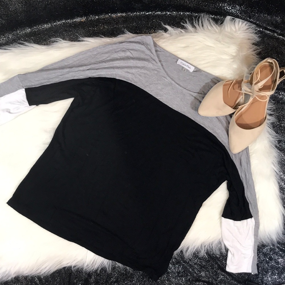 Calvin Klein Zippered Color Block Top